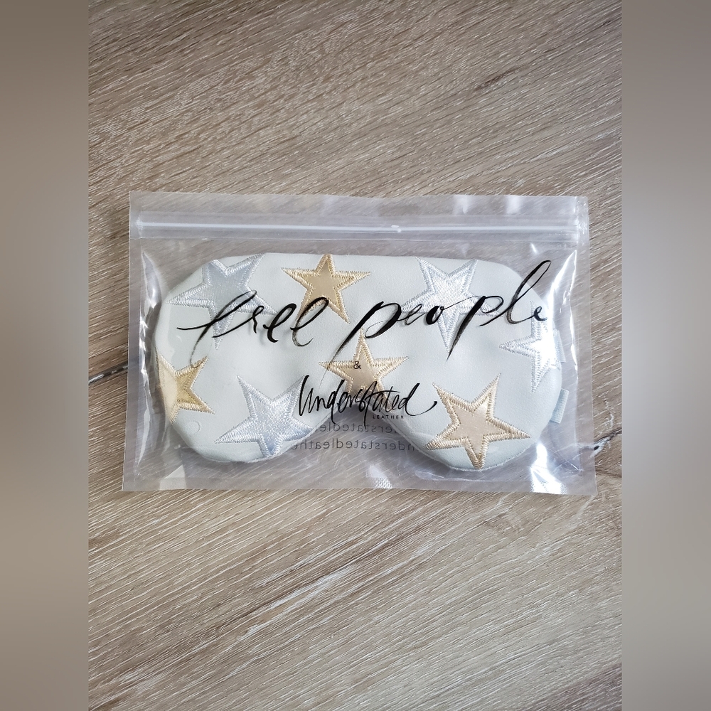 Free People Sleep Mask Grey Leather Stars